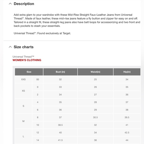 Universal Thread Leather Like Pants Brand New With Tag Size 4S - Picture 13 of 15